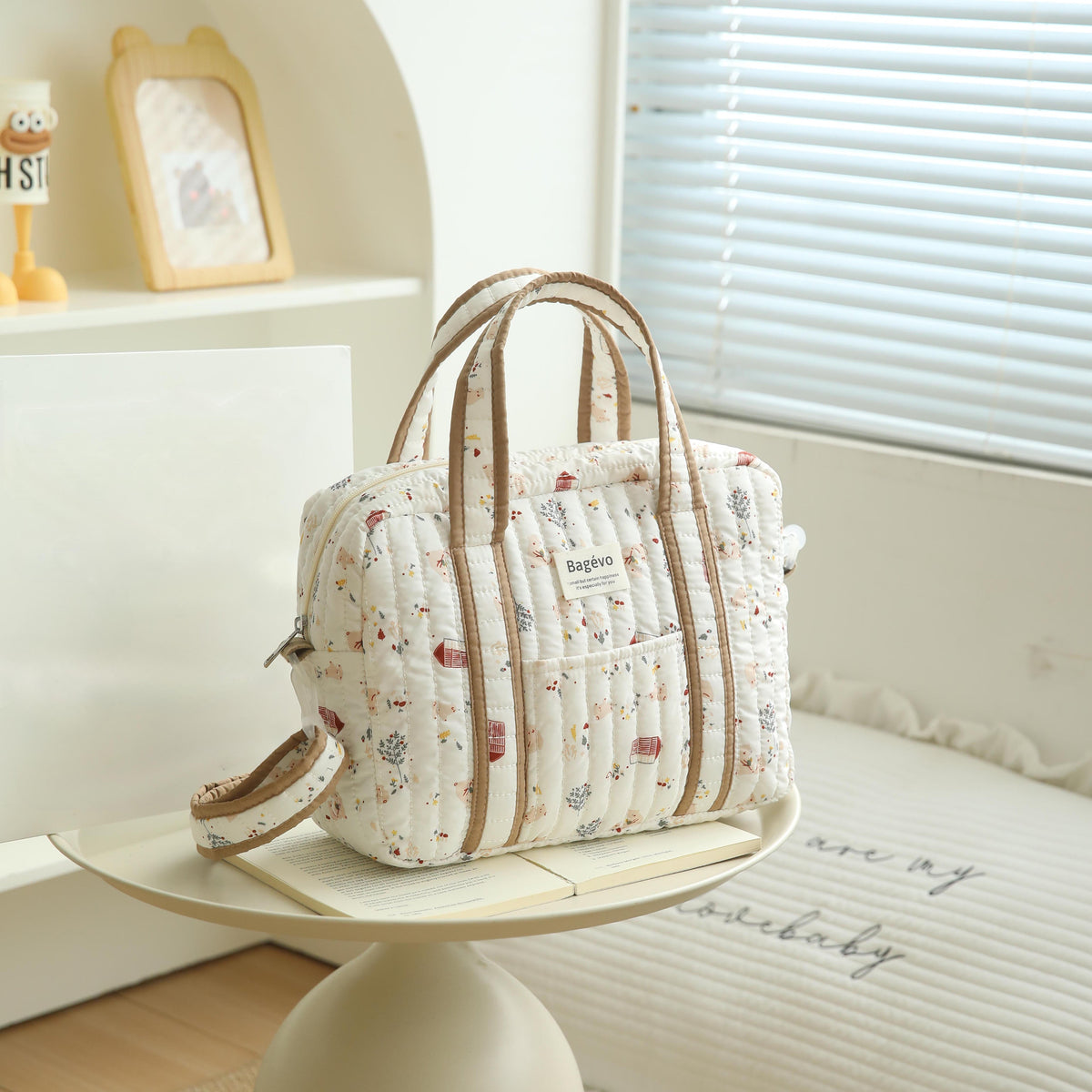 Sac fourre-tout mignon pour maman, motif floral et matelassé — Monptitlou Image
