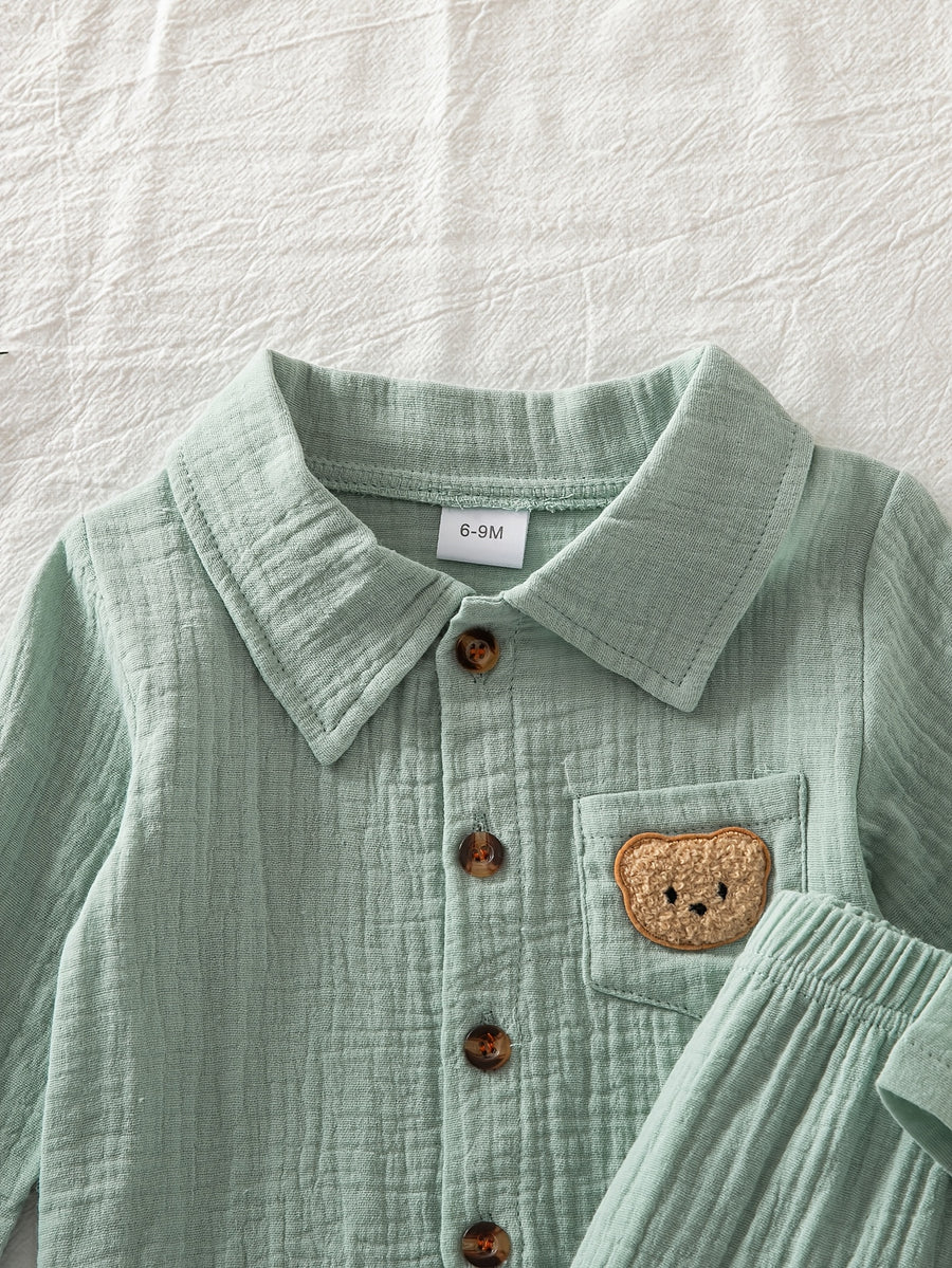 Ensemble bébé col pur longues manches et pantalon long — Monptitlou