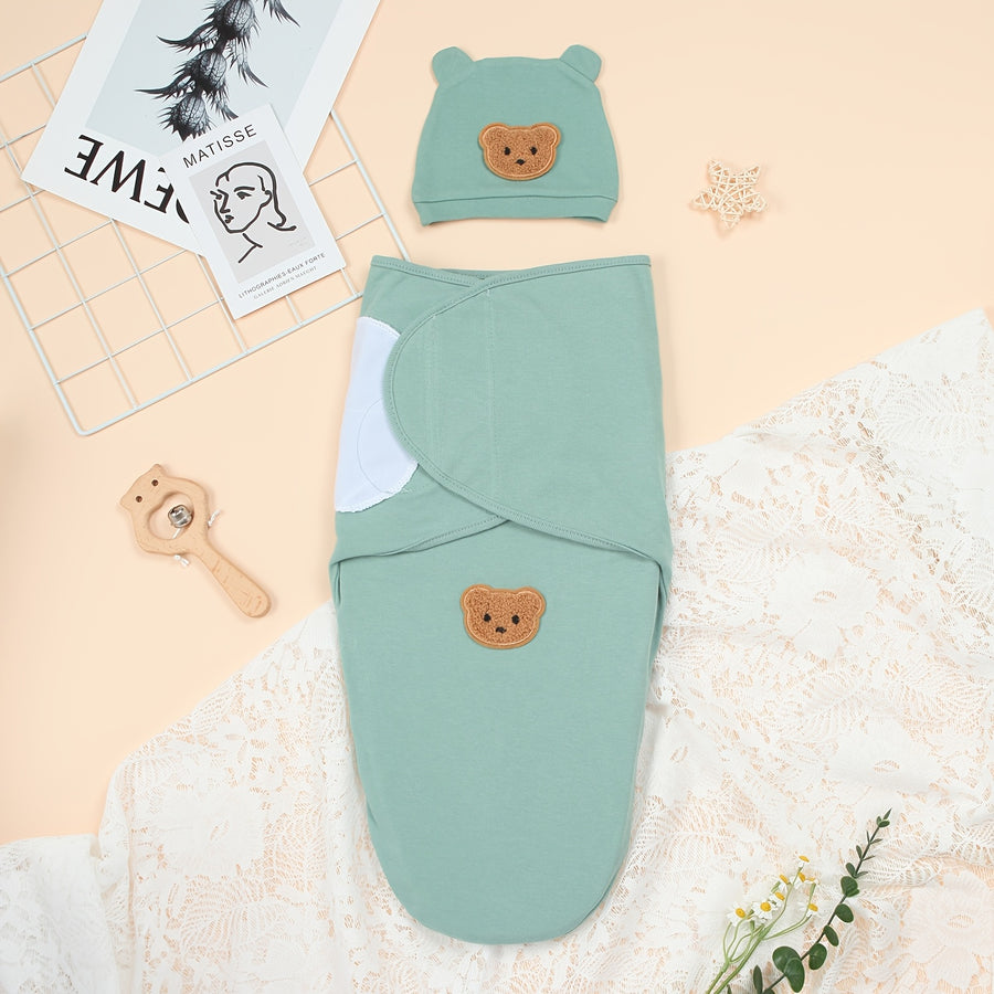 Ensemble Bébé Pure : Doublure et Bonnet, Motif Ours — Monptitlou