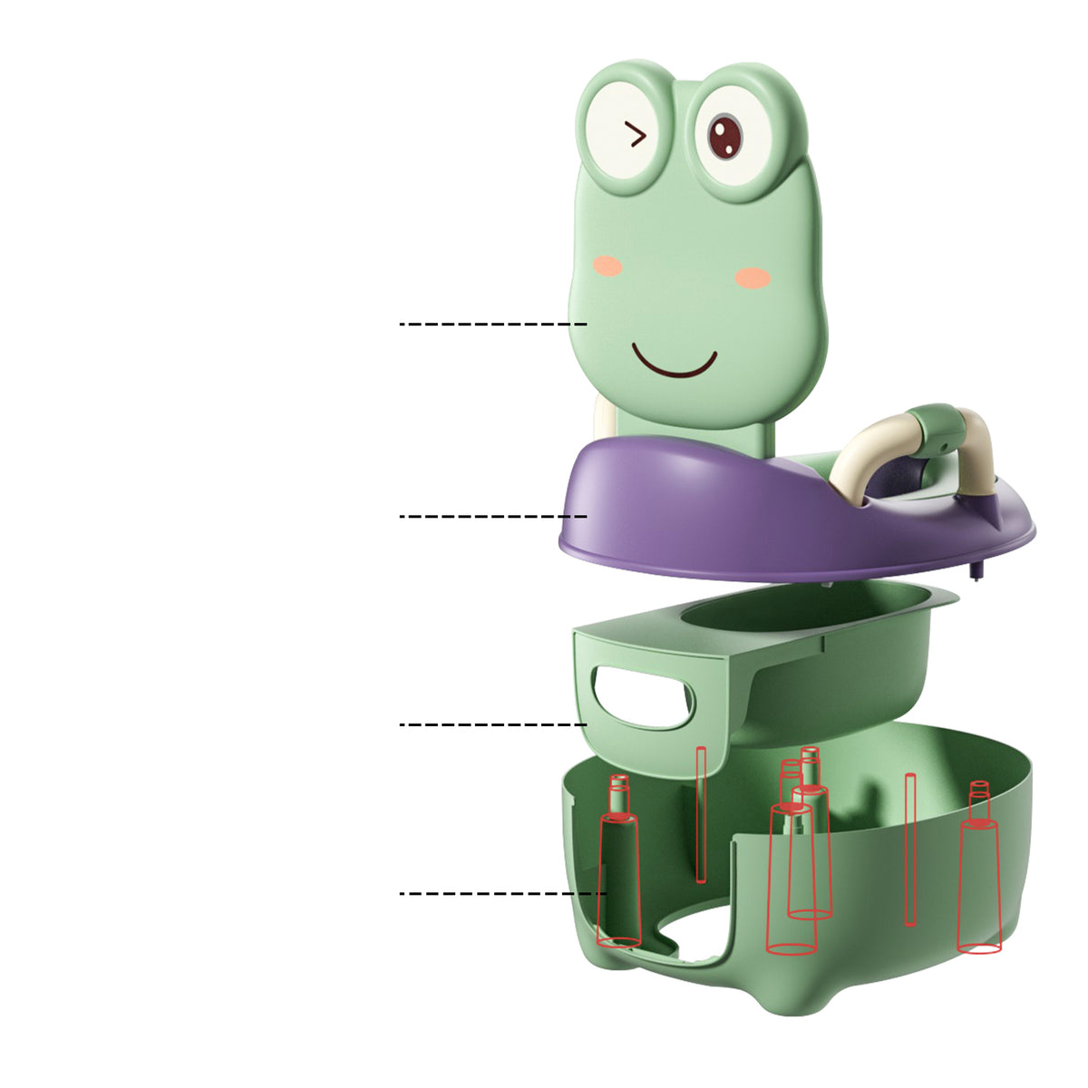 Pot en plastique pour enfants 48 cm avec support amovible et — Monptitlou Image