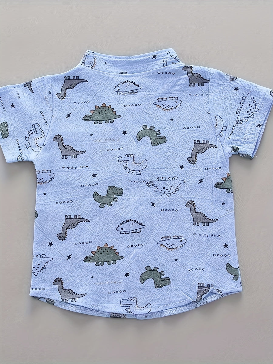 Chemise à manches courtes décontractée pour jeunes, motif animaux, été