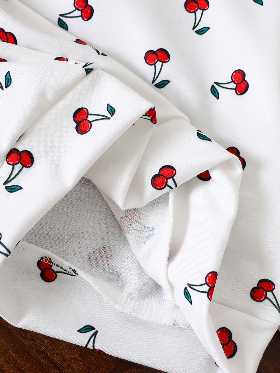 Pull à capuche manches longues imprimé cerises partout pour filles — Monptitlou