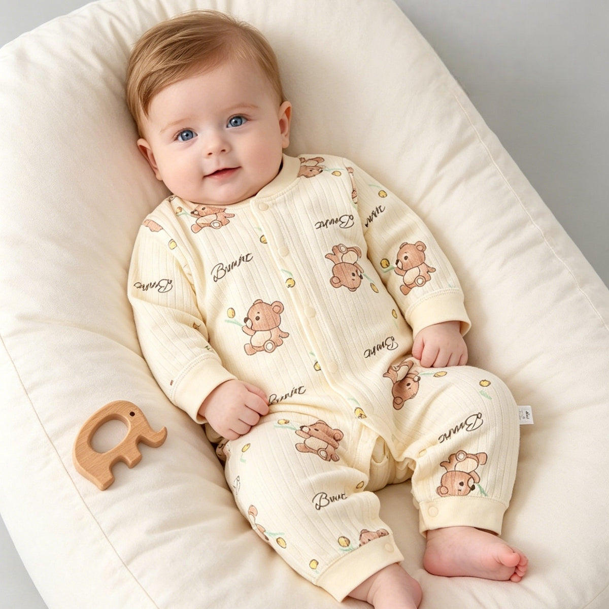 Combinaison bébé ours en peluche fleurie — Monptitlou Image