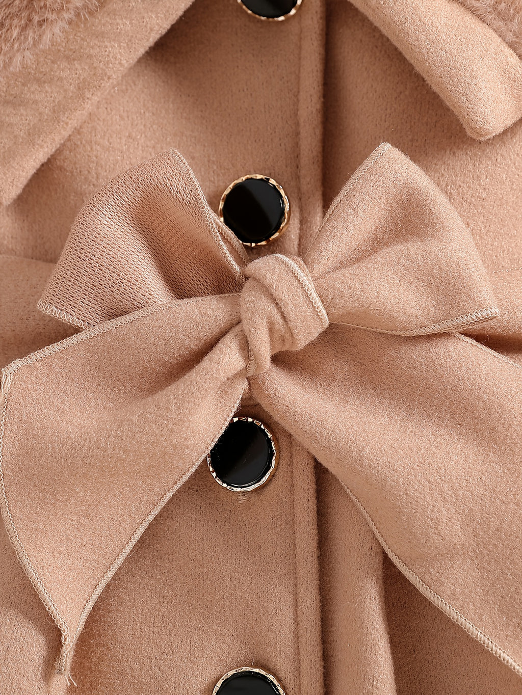 Veste princesse pour filles, col plush marron clair grande taille — Monptitlou