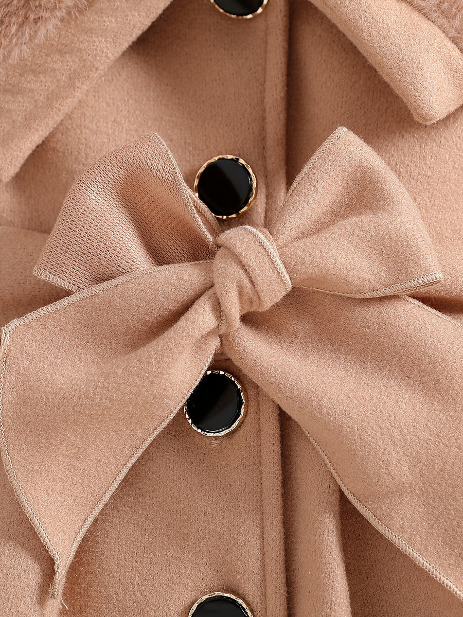 Veste princesse pour filles, col plush marron clair grande taille — Monptitlou