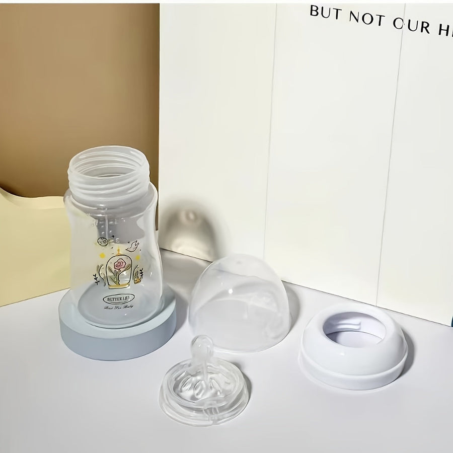 Biberon col large motif floral, matière alimentaire — Monptitlou