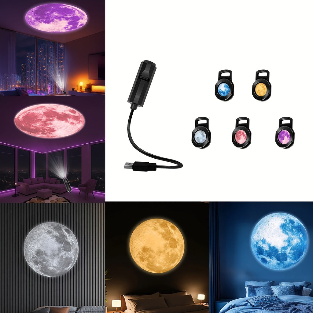 Lampe de projection à motif de lune, avec 5 options de couleur de lune — Monptitlou