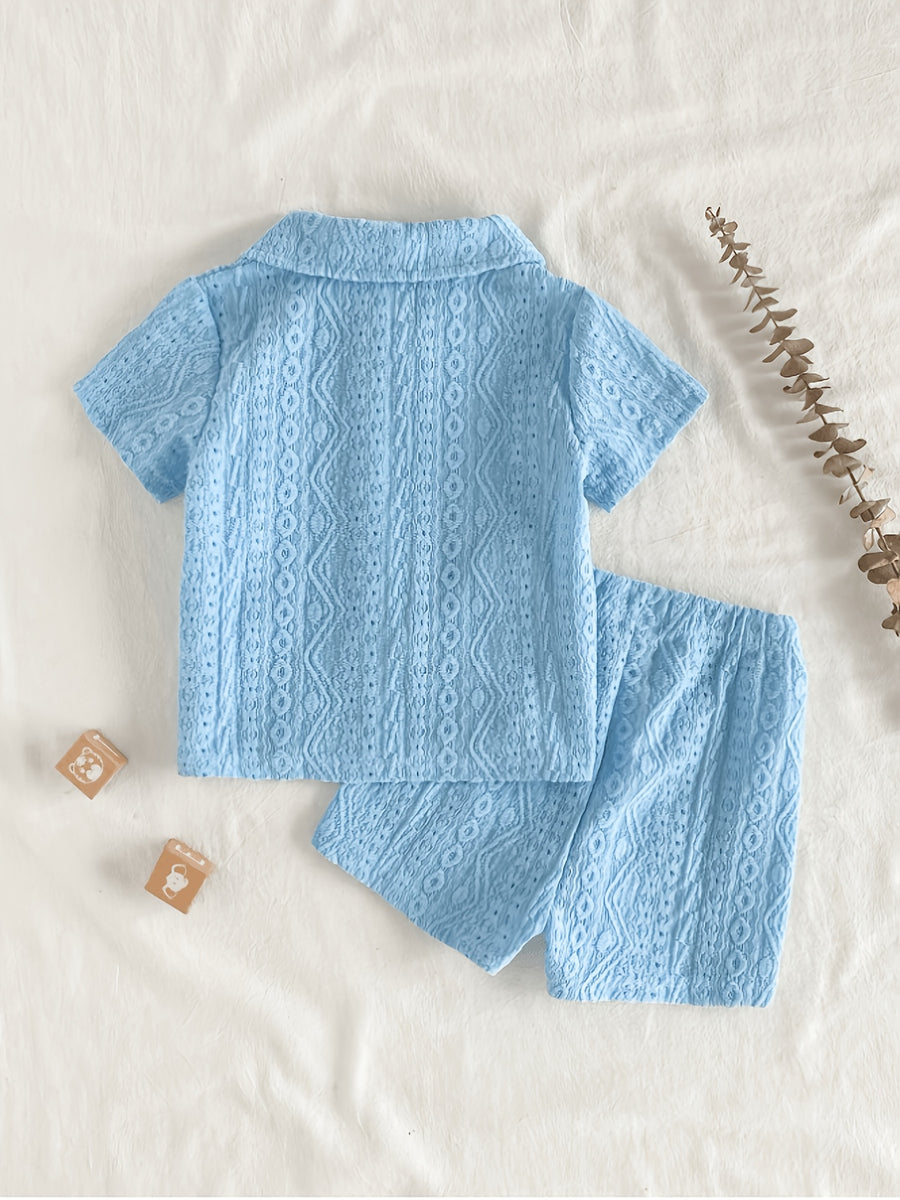 Ensemble 2 pièces T-shirt à manches courtes et short à texture — Monptitlou