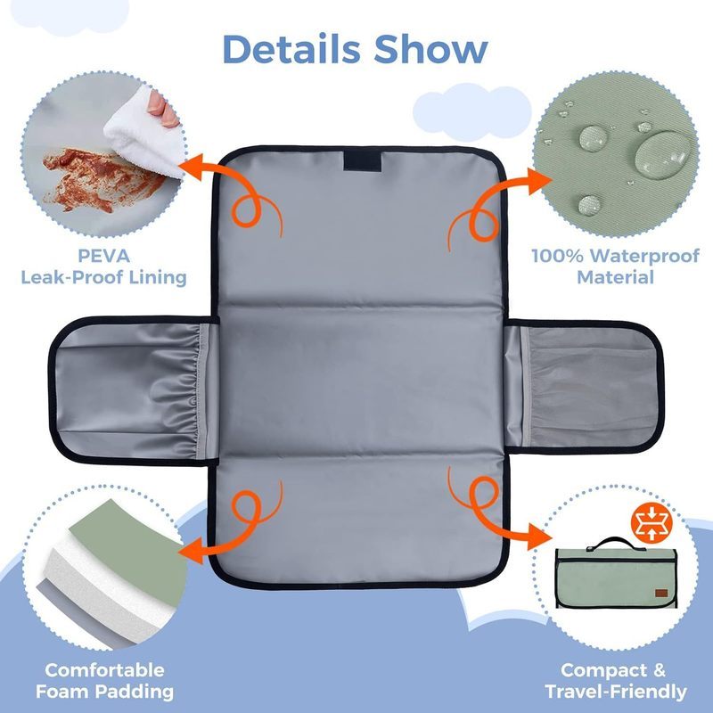 Station à langer de voyage deluxe avec coussin imperméable — Monptitlou