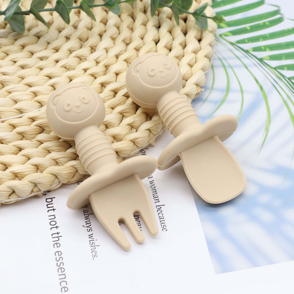 Ensemble de couverts cuillère et fourchette courte pour alimentation — Monptitlou