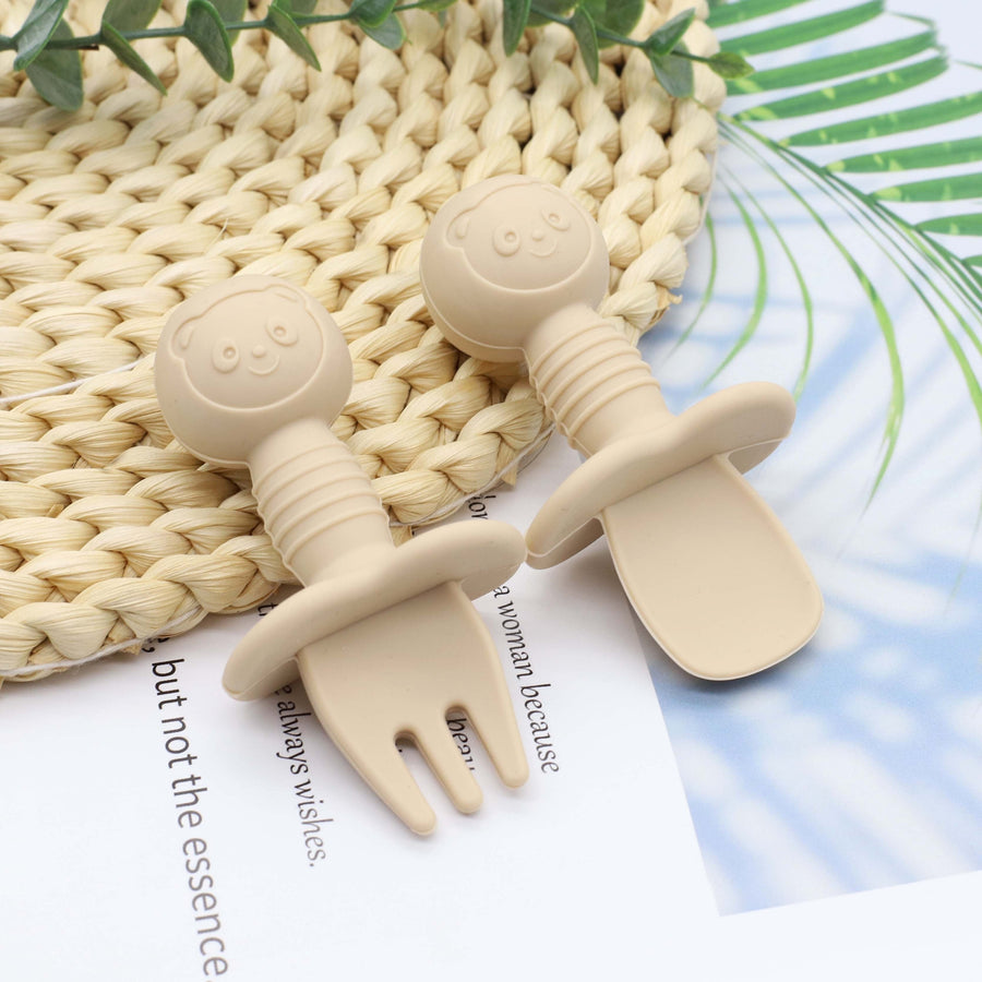 Ensemble de couverts cuillère et fourchette courte pour alimentation — Monptitlou
