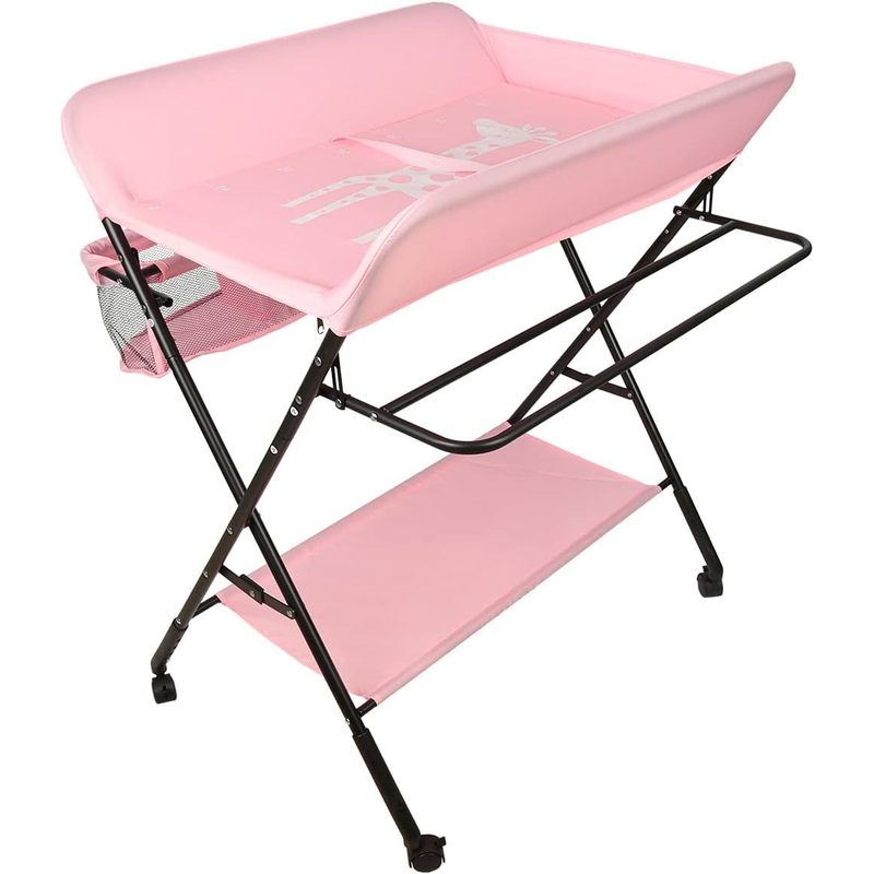 Table d'artisanat pliable à hauteur réglable avec étagères et roulettes — Monptitlou