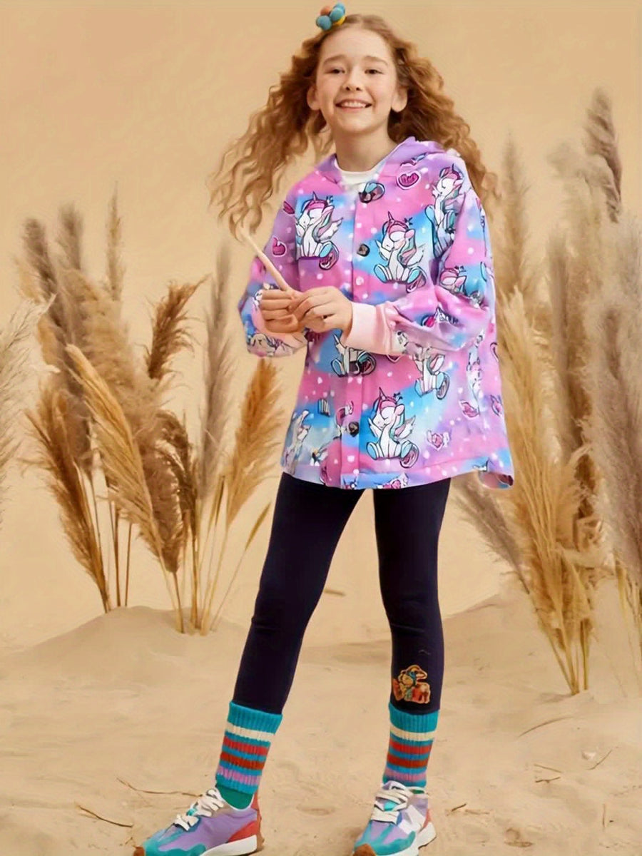 Veste Décontractée Mode Licorne pour Filles, Manches Longues, Capuche — Monptitlou