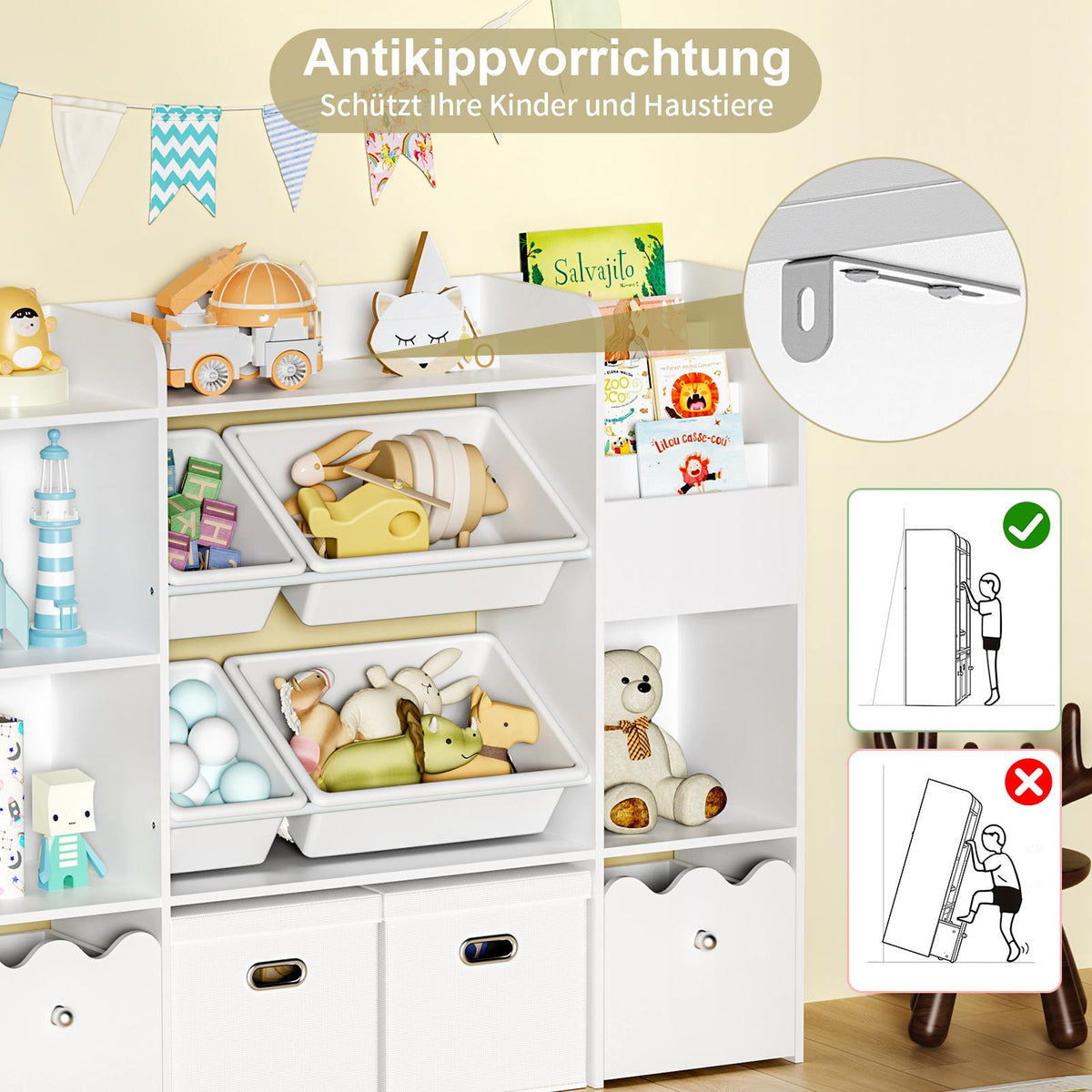 Unité de rangement mobile pour enfants avec bacs — Monptitlou Image