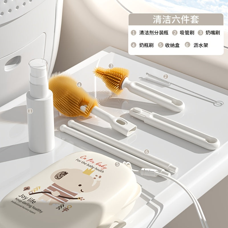 Ensemble de nettoyage de biberons portable 6 pièces, brosse à biberon — Monptitlou Image