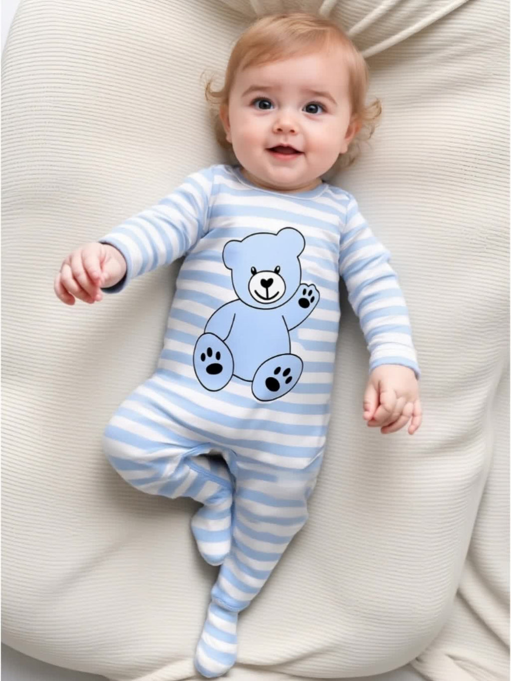 Ensemble trois pièces de pyjama à pieds pour bébés garçons