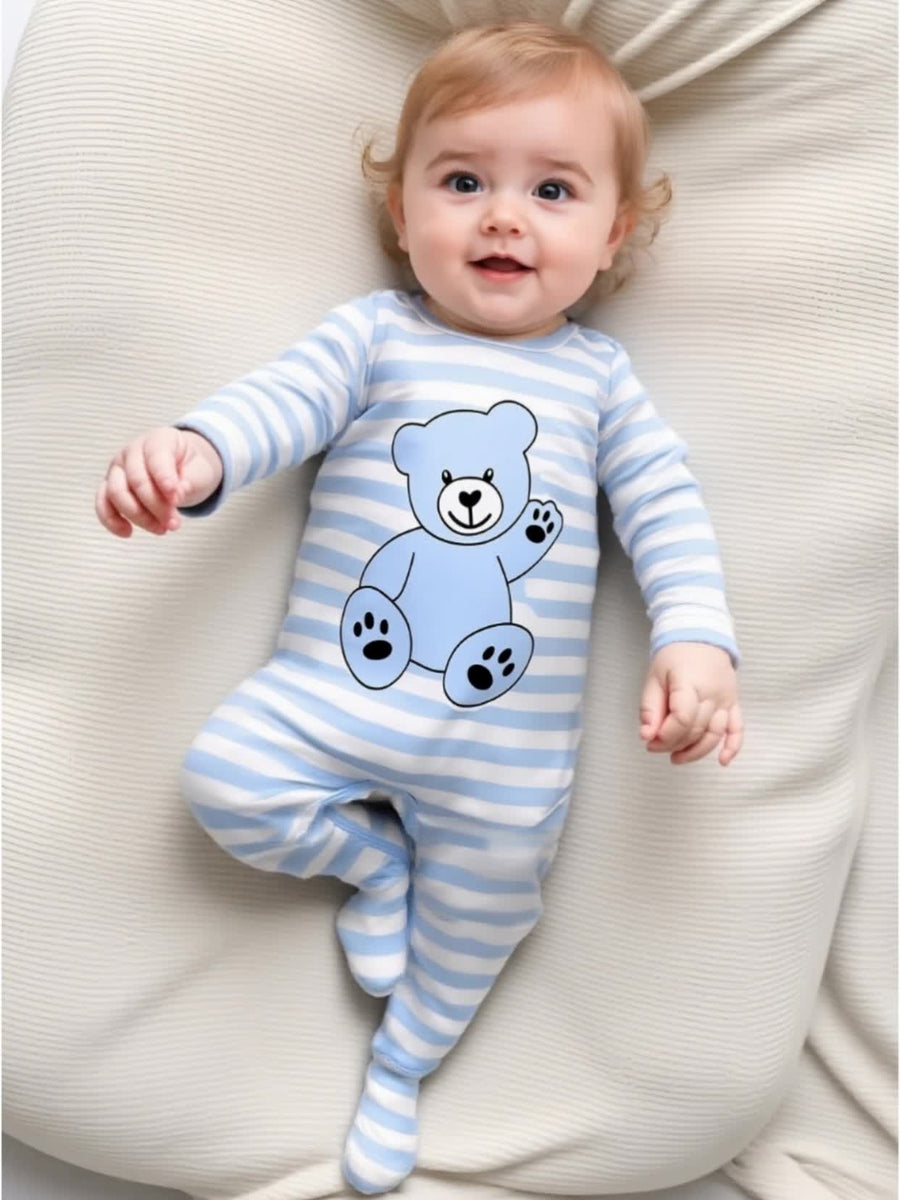 Ensemble trois pièces de pyjama à pieds pour bébés garçons