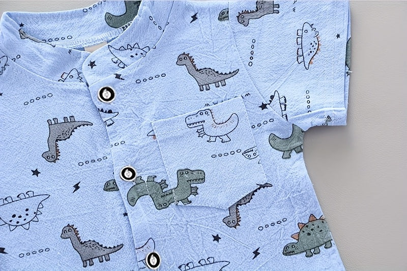 Chemise à manches courtes décontractée pour jeunes, motif animaux, été — Monptitlou