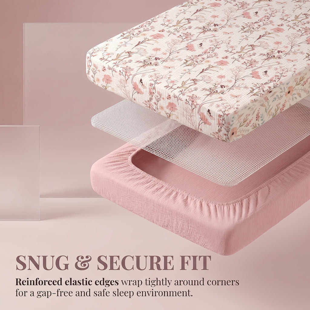 Draps de berceau pour bébé, housse de matelas ajustée confortable et — Monptitlou