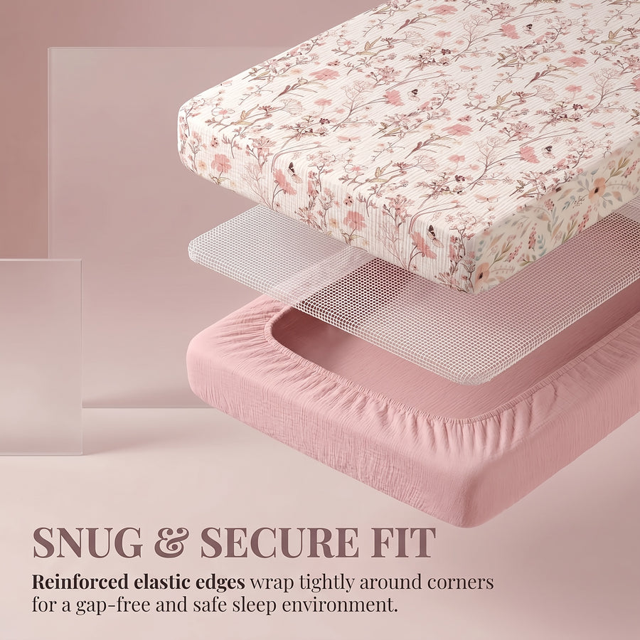 Draps de berceau pour bébé, housse de matelas ajustée confortable et — Monptitlou