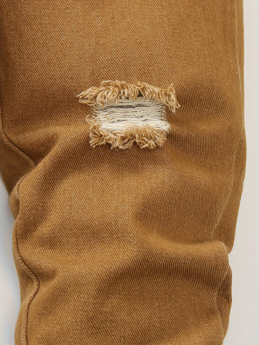 Ensemble Jeans à Manches Longues et Taille Élastique Déchiré pour
