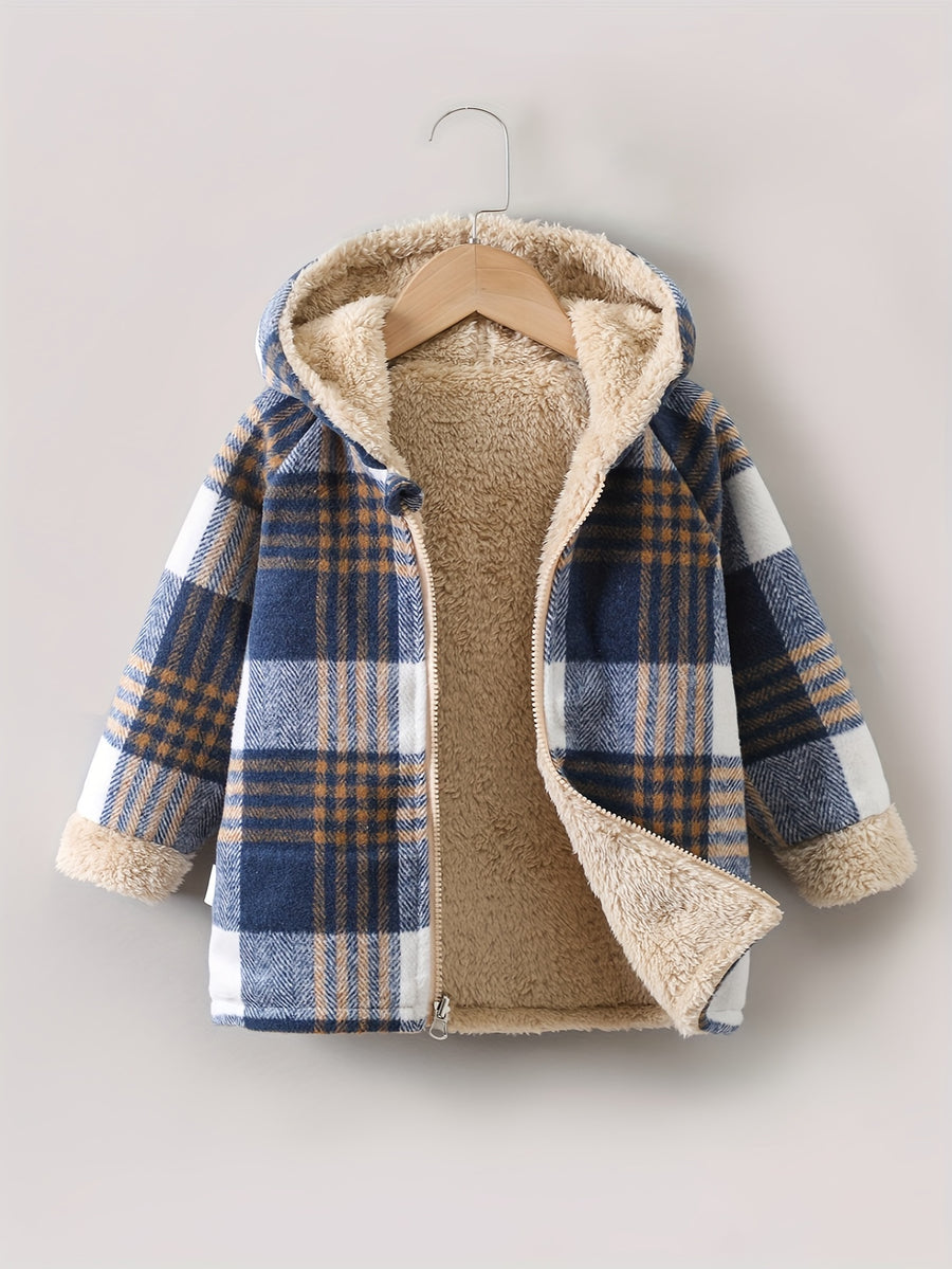 Veste cardigan zippée réversible, confortable et chaude, à carreaux