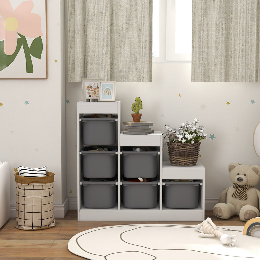 Meuble de rangement pour jouets avec 6 bacs amovibles et 3 niveaux