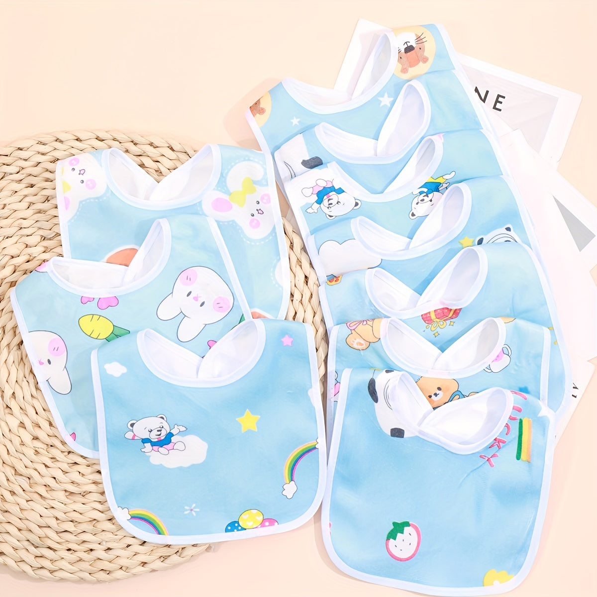 Bavoir pour Bébé Nouveau-né - Motif Aléatoire Rose Bleu Jaune — Monptitlou Image