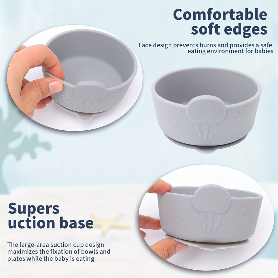 Bols en silicone alimentaire pour bébé avec ventouse, cuillère — Monptitlou