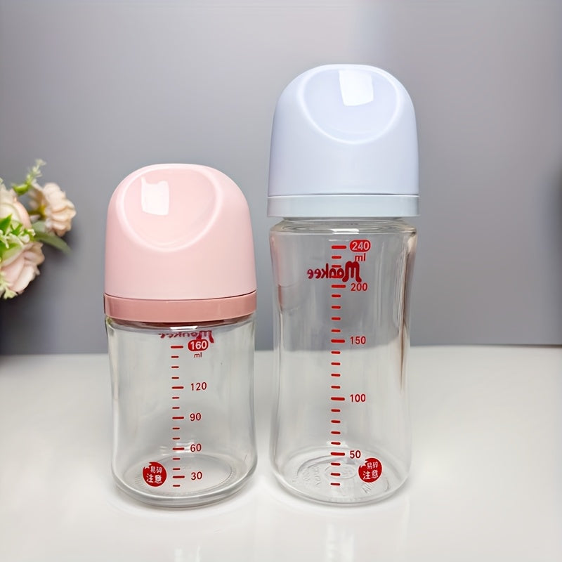 Biberon en verre 160 ml/240 ml, Col large, Verre épais, Anti-colique — Monptitlou