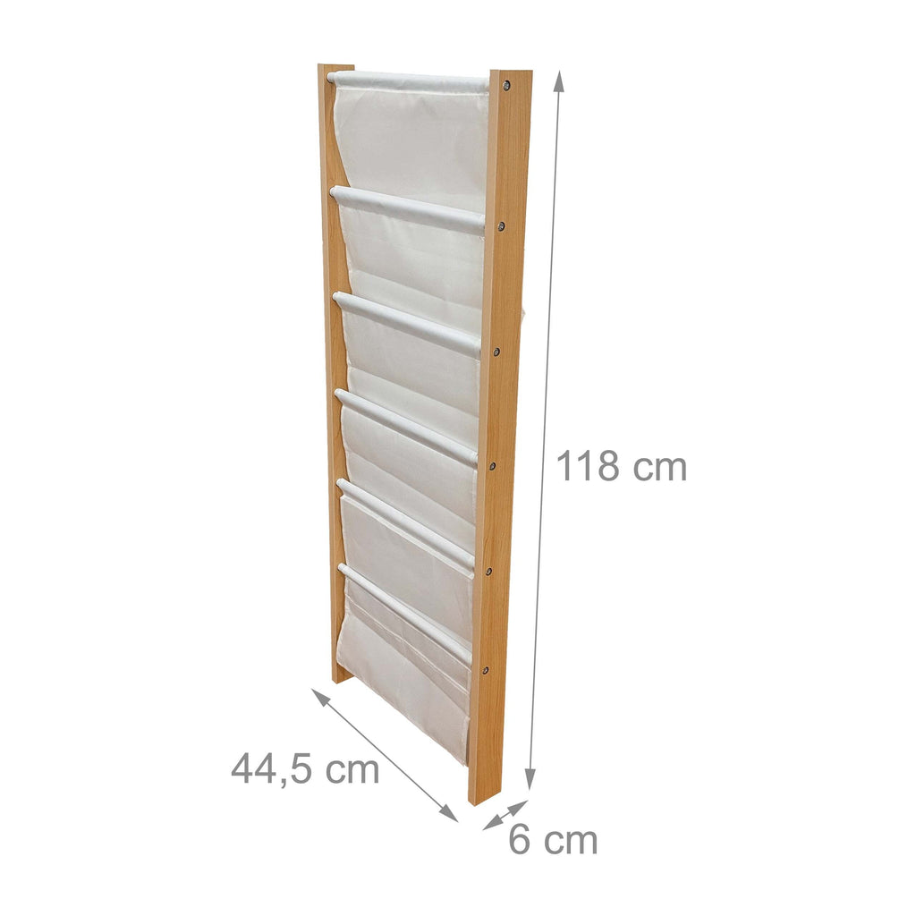Étagère à livres « 7 poches » blanche - (L)44.5 x (H)118 x (P)6 cm — Monptitlou