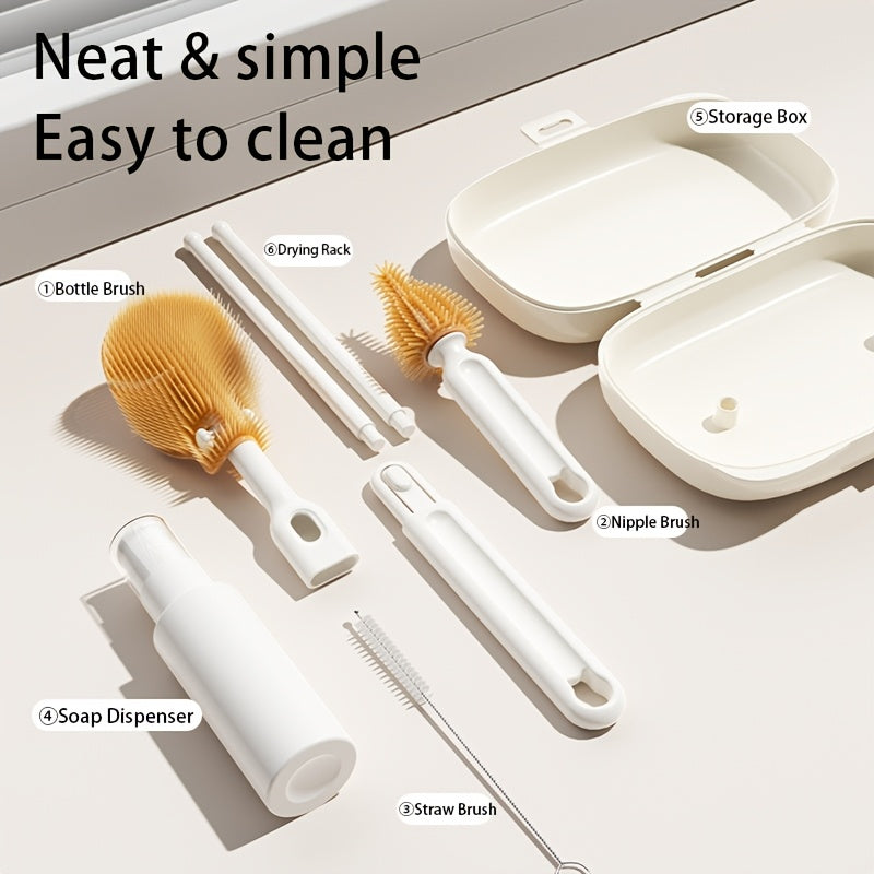 Ensemble de nettoyage de biberons portable 6 pièces, brosse à biberon — Monptitlou