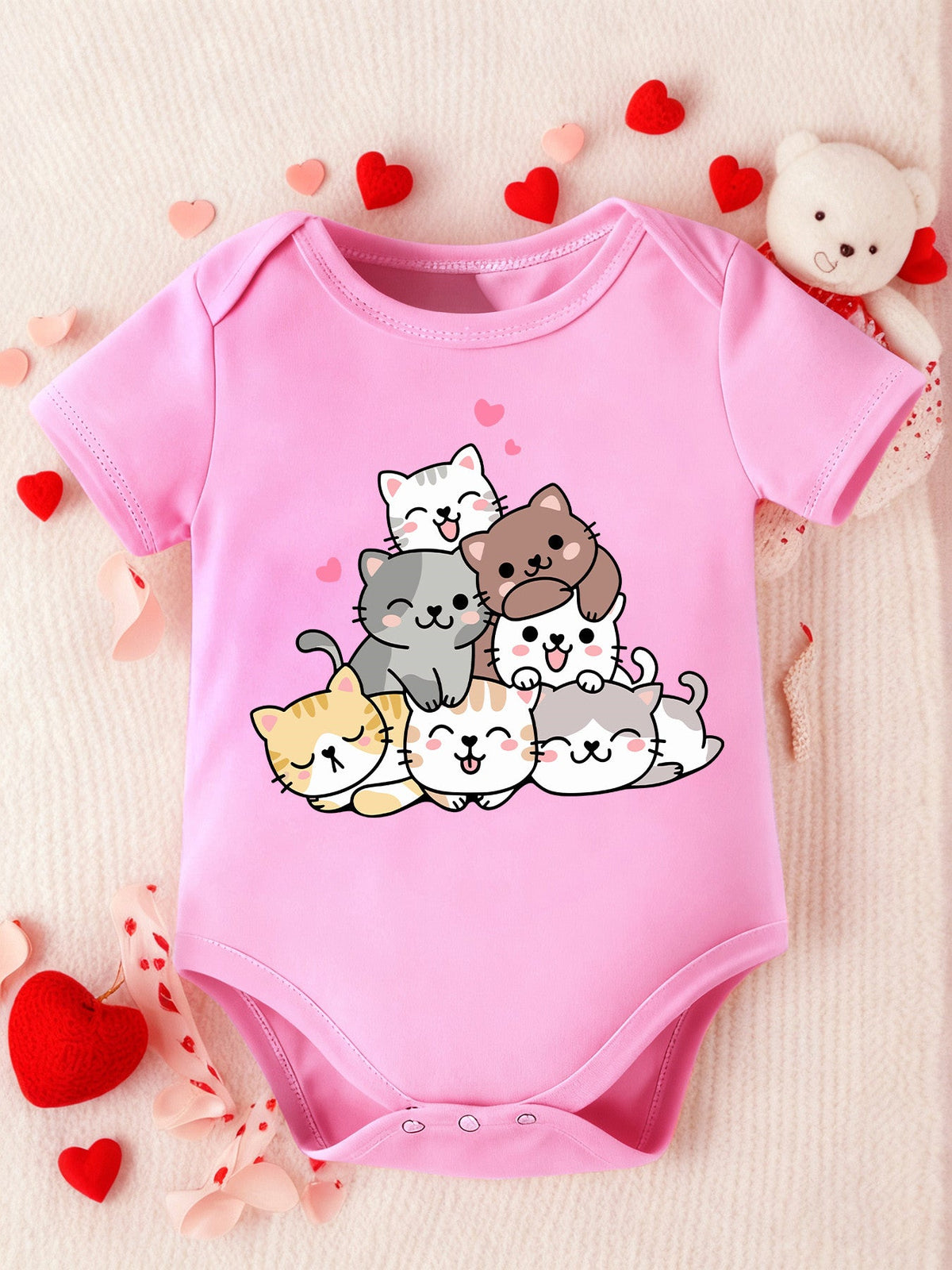 Combinaison à Manches Courtes Mignonne pour Nouveau-né Fille "Amis — Monptitlou Image