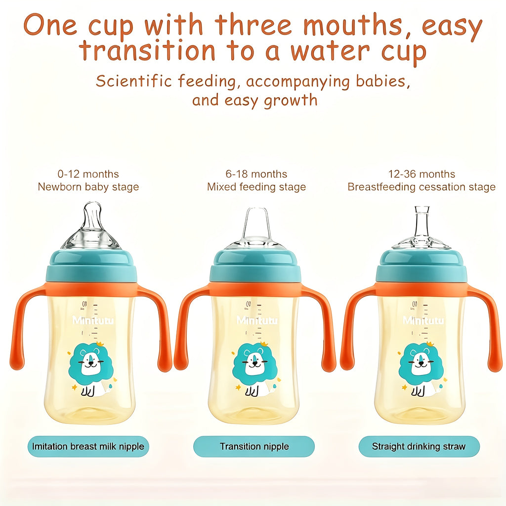 /set Biberon 300ml avec Poignée, Bec -fuite, Bec Canard — Monptitlou