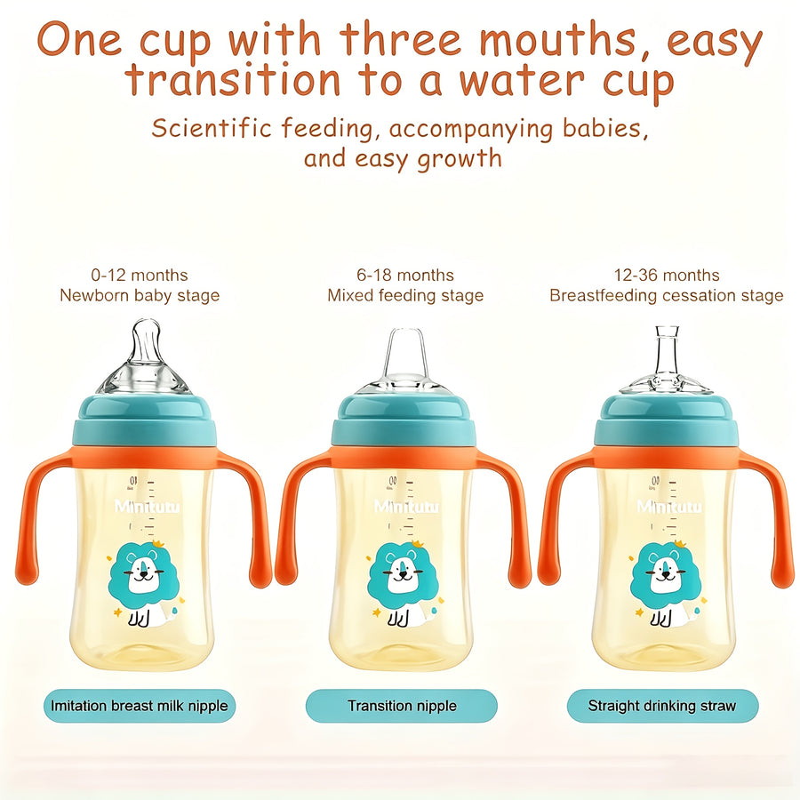 /set Biberon 300ml avec Poignée, Bec -fuite, Bec Canard — Monptitlou