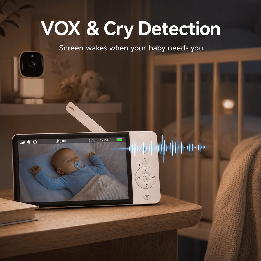 Moniteur vidéo bébé 720P 5 pouces avec caméra PTZ suivi automatique — Monptitlou