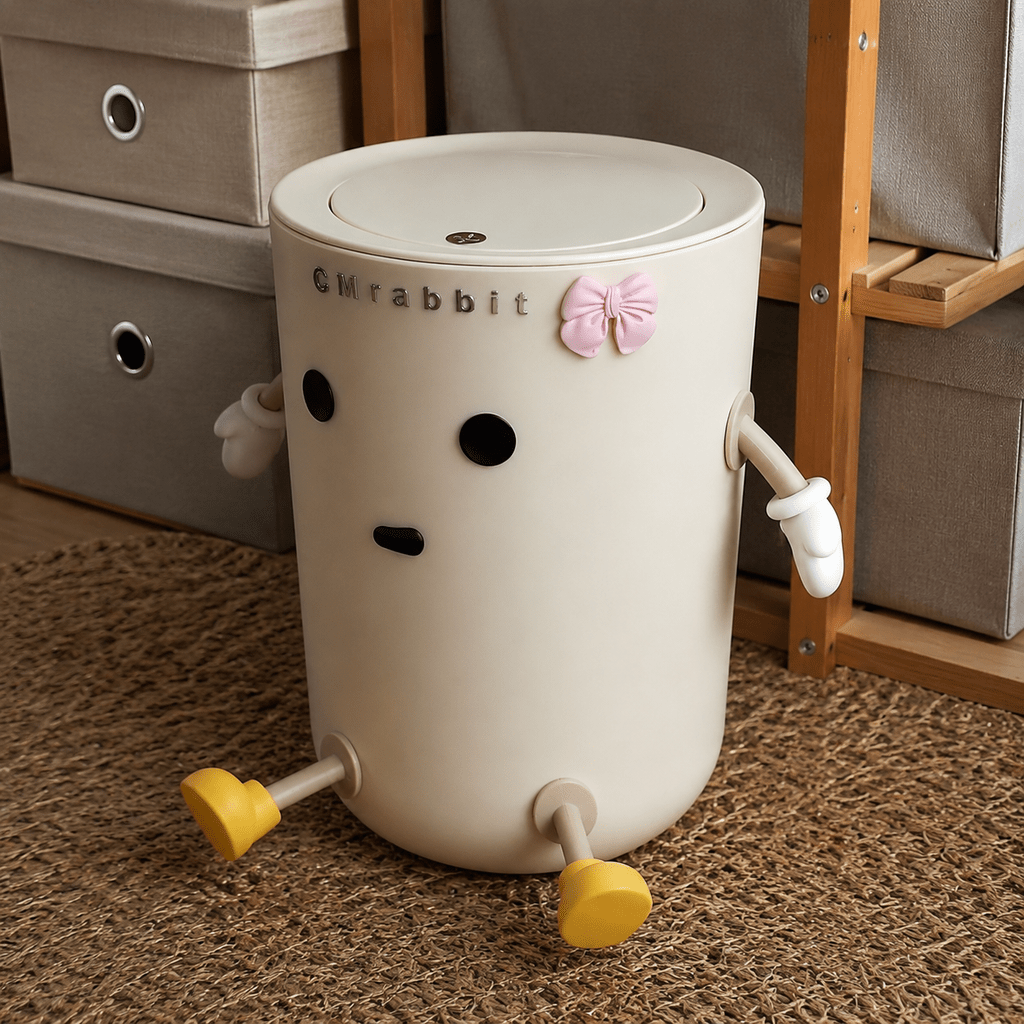 Poubelle à dessus ouvert CM Lapin, 1pc, Blanche, Poubelle en plastique — Monptitlou Image