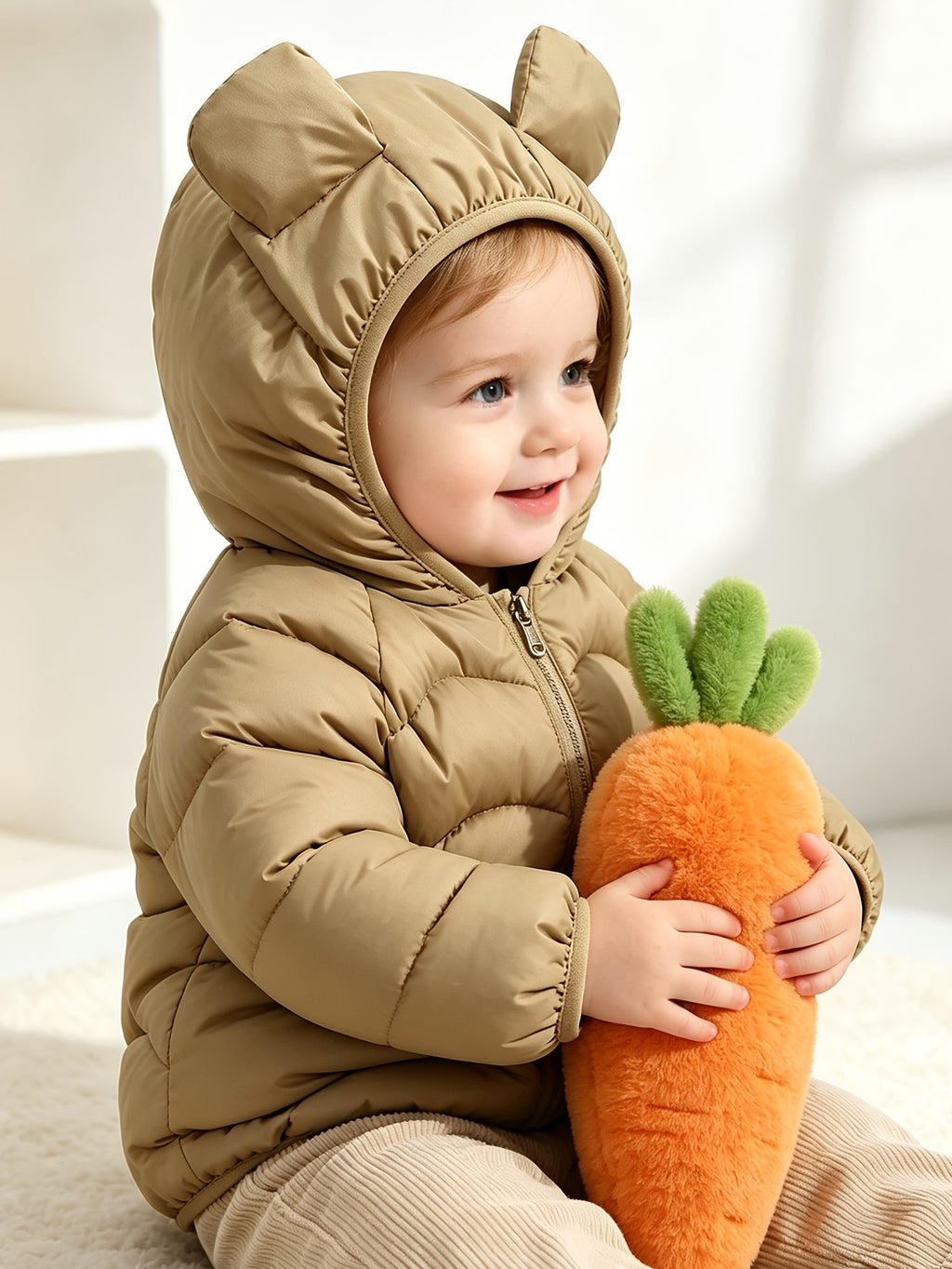 Veste parka imprimée kaki légère et chaude pour bébé — Monptitlou