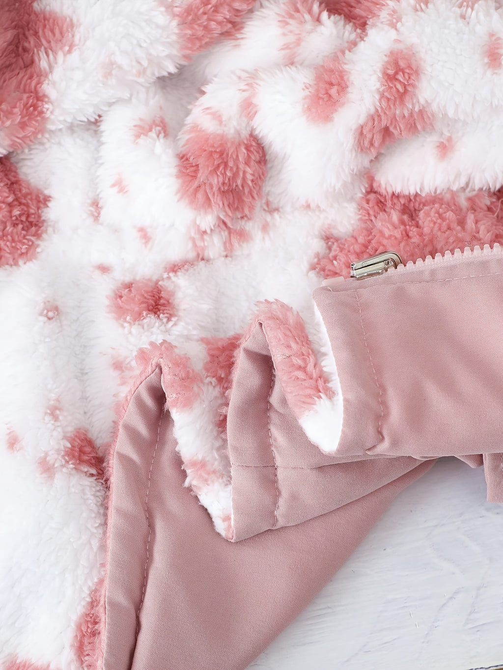 Veste polaire réversible rose et blanc, manches longues — Monptitlou