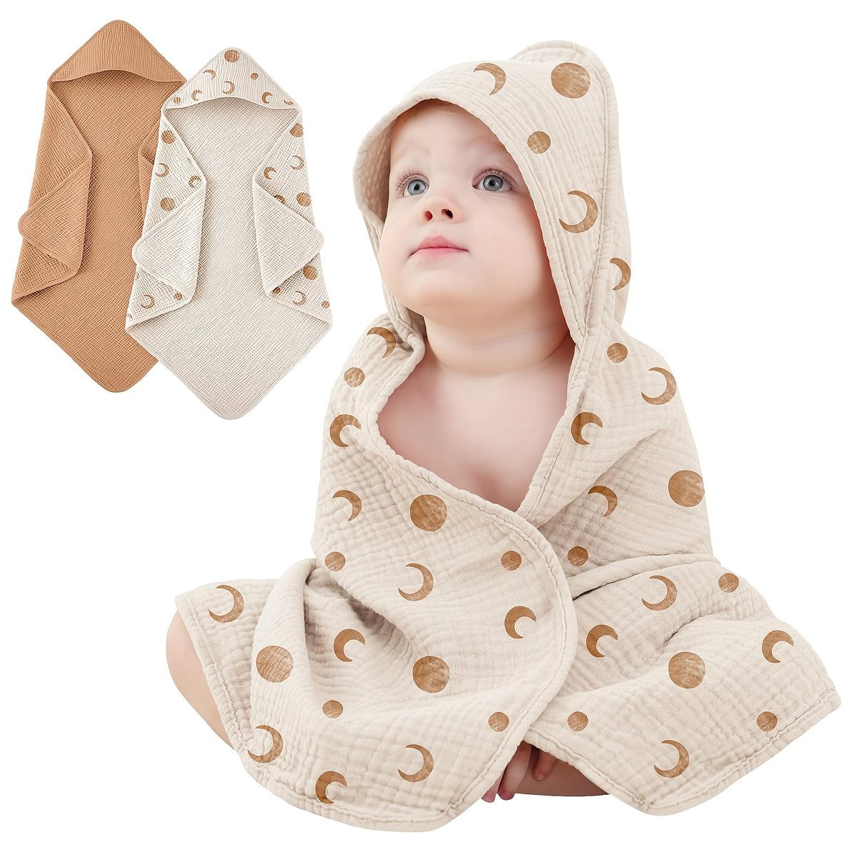 Serviettes de bain à capuche pour nouveau-né 100 % mousseline de coton — Monptitlou Image