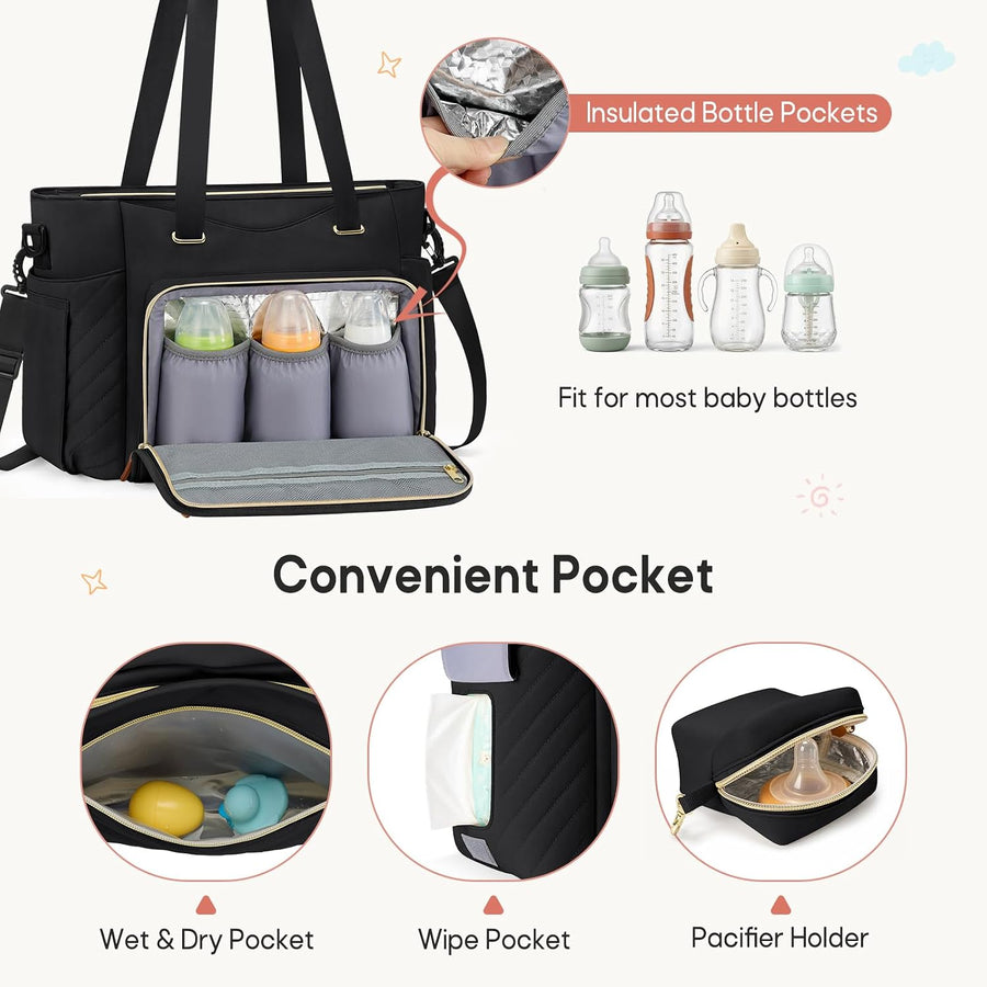 RAINSMORE Grand Sac à Couches avec Matelas à Langer et Porte-Tétine — Monptitlou