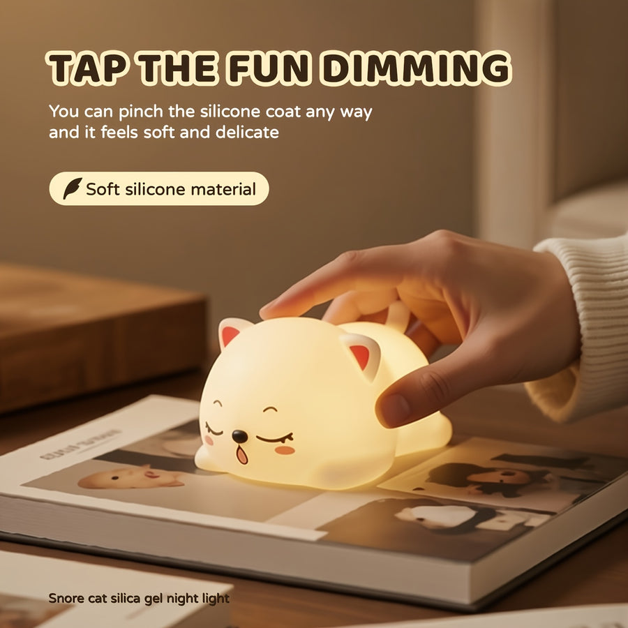 Veilleuse Chat Mignon, Lampe LED en Forme de Chat Endormi — Monptitlou