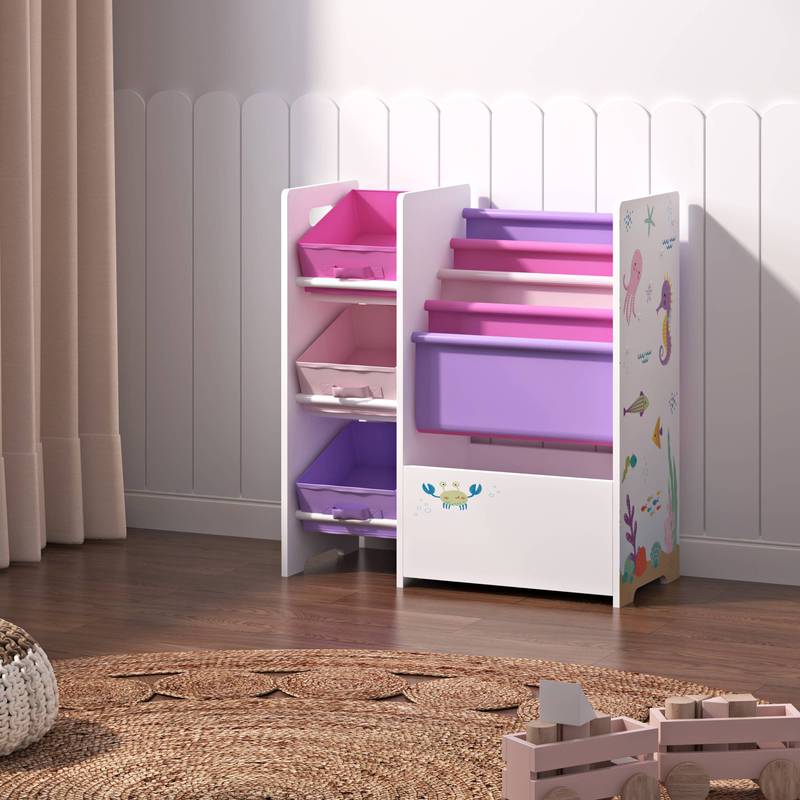 Étagère pour enfants 'Vimianzo avec 5 compartiments et 3 boîtes — Monptitlou
