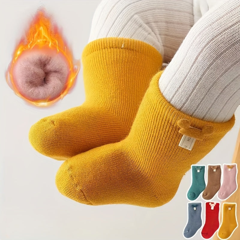 6/3 Paires de Chaussettes Bébé Dessin Animé Mignon Hiver Polaire Épais — Monptitlou