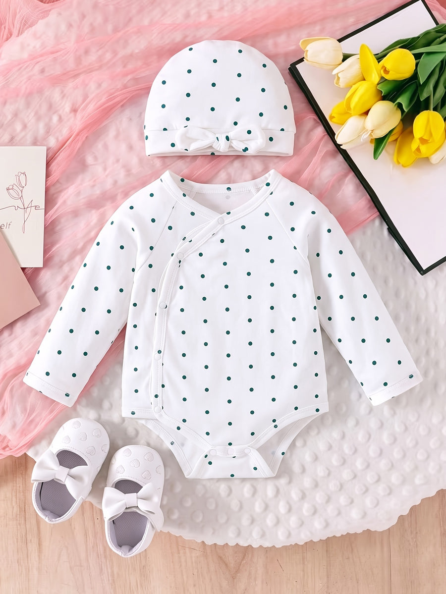 Ensemble 2 pièces Printemps/Automne pour bébé : bandeau à nœud à pois — Monptitlou