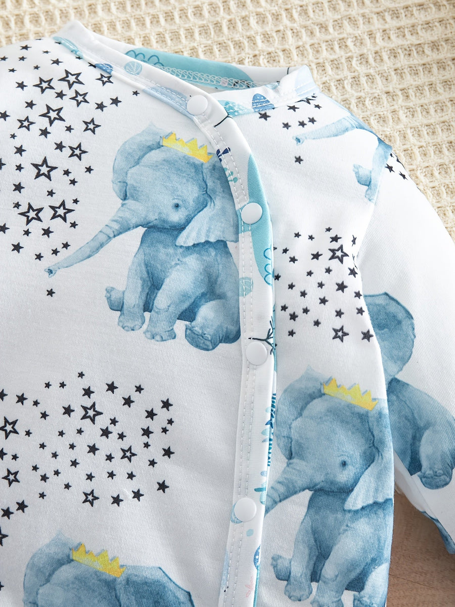 Body Bébé Éléphant Bleu Étoile Confortable — Monptitlou