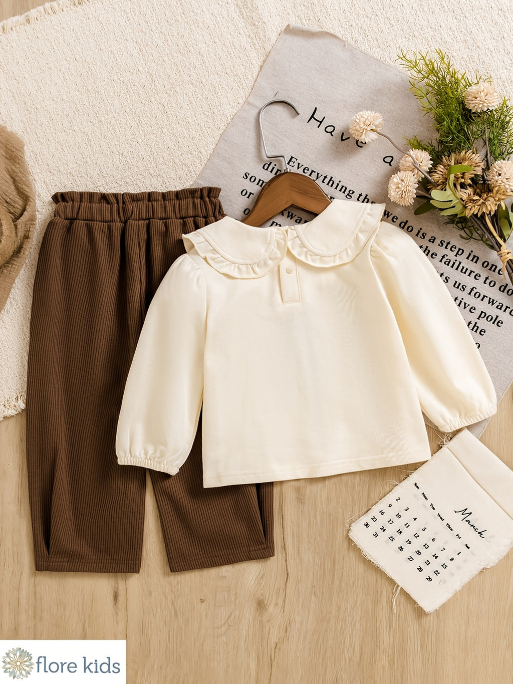 Ensemble bébé fille design rétro littéraire : haut à manches longues — Monptitlou