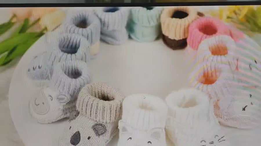 1 Paire de Chaussons Tricotés Mignons à Motifs Animaux pour Automne/Hiver - Chaussons Confortables à Enfiler pour Tout-P