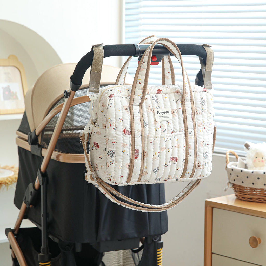 Sac fourre-tout mignon pour maman, motif floral et matelassé — Monptitlou