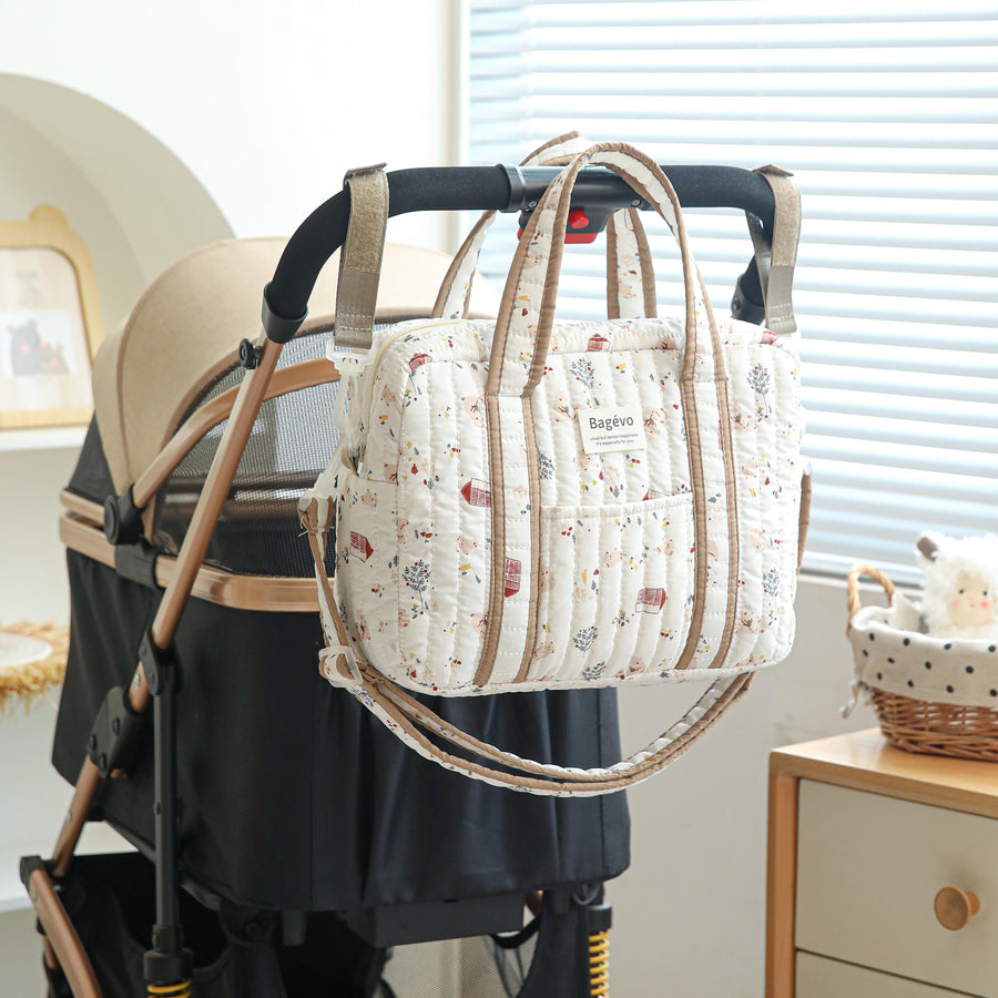 Sac fourre-tout mignon pour maman, motif floral et matelassé — Monptitlou